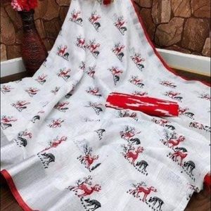 NWOT linen cotton saree